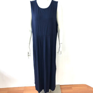 J. Jill XL Rayon Midi Calf Length Sleeveless Tank Top Dress Blue